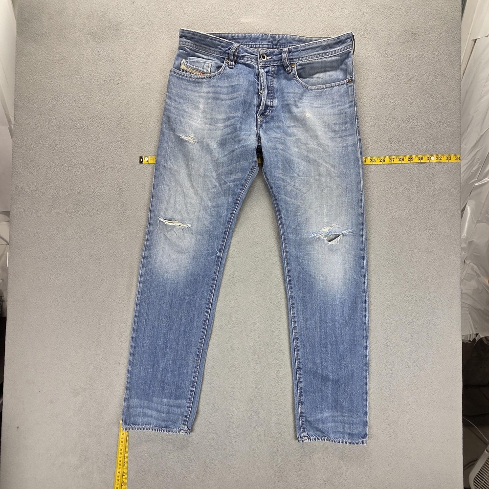 Diesel Jeans Mens 33x32 Blue Buster Regular Slim Tapered Button Fly 0838C